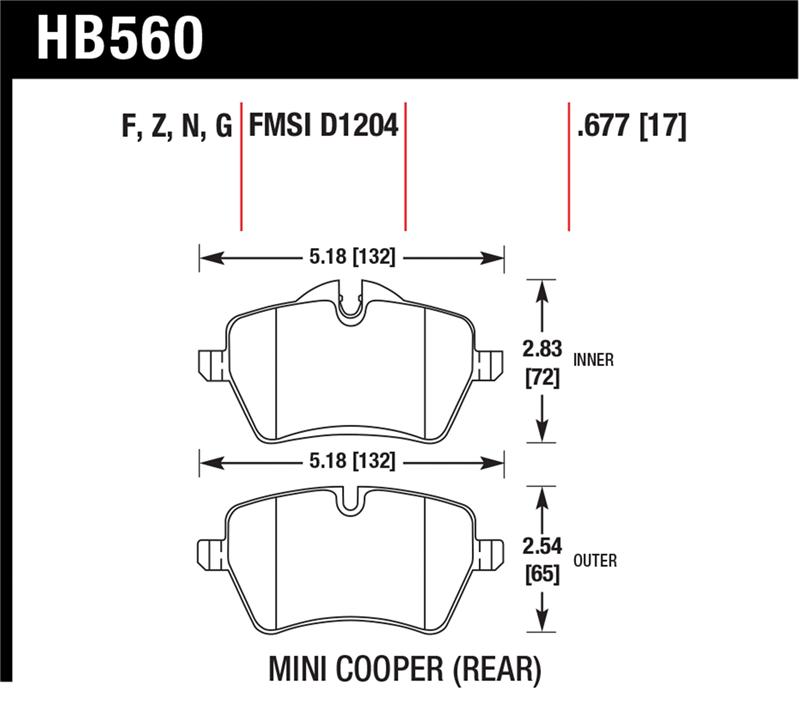 MINI Cooper S Brake Pads - Front - Hawk Performance - HP+ Compound - `05-`06